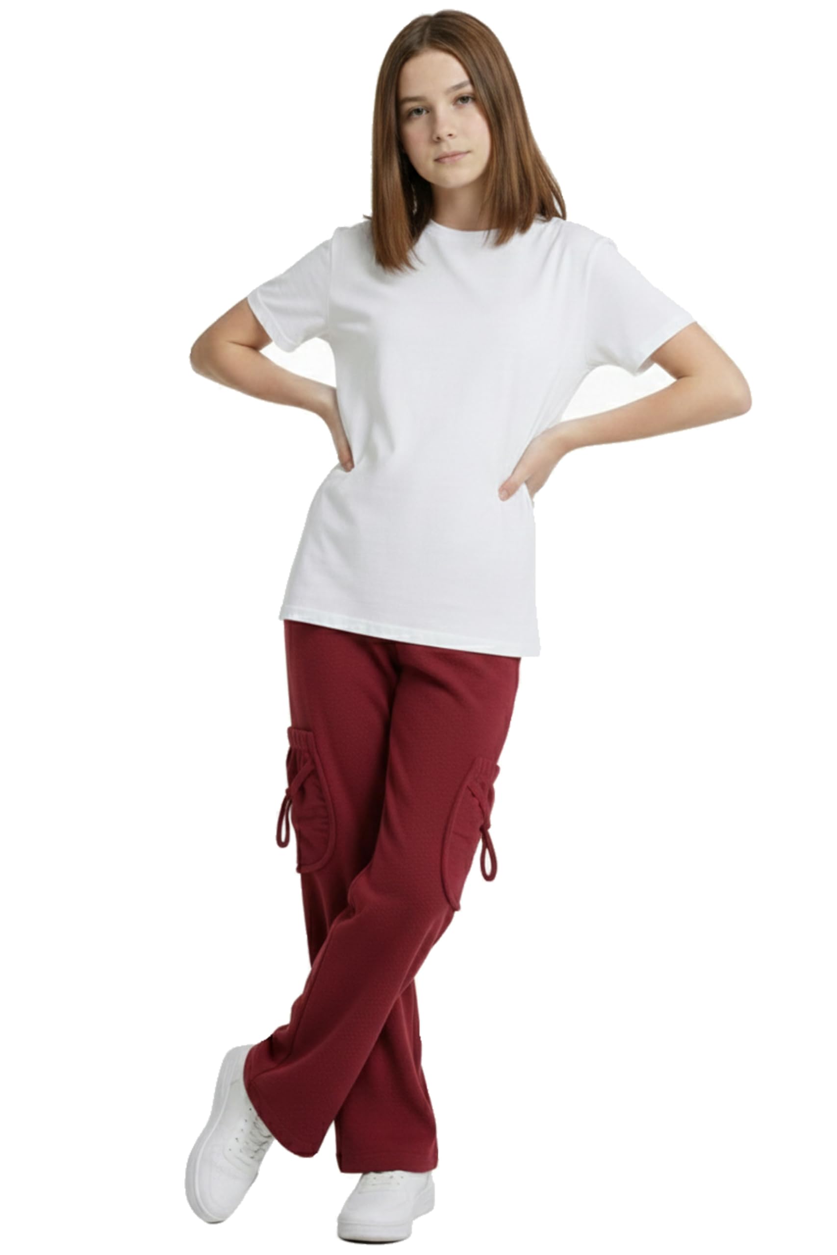 STARLATH Girls Pants and Trousers for Kids, Multicolor Girls Stretchable Trackpants and Lowers Combo (Pack of 2) (in, Age, 13 Years, 14 Years, Regular, Blue & Maroon) 3