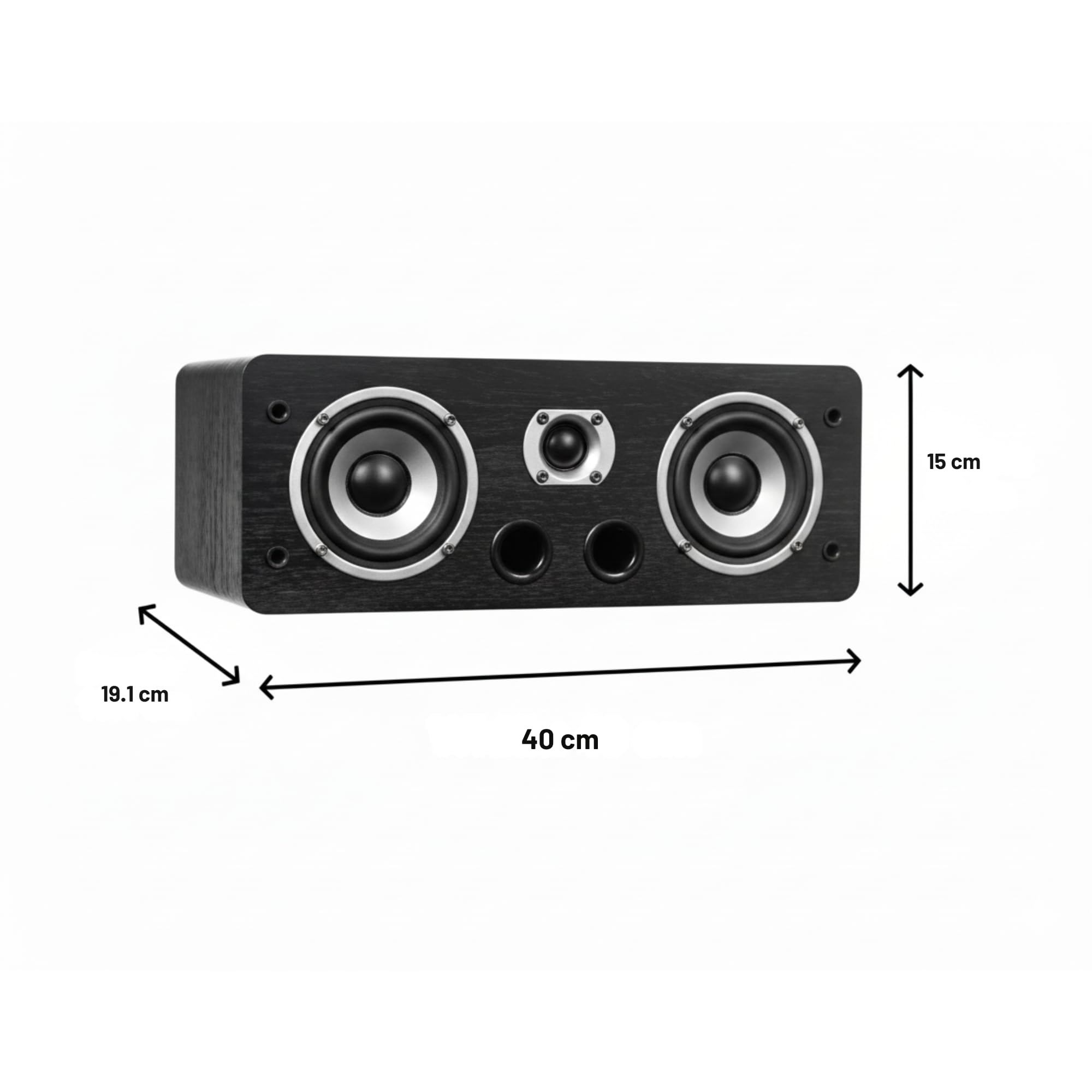 Dynavoice Magic C-4 Negro Mate – Altavoz Central Pasivo 2 Vías, Woofer 2x4 + Tweeter 1", Bass Reflex Frontal, 100W, para Cine en Casa 5.1 y 7.1