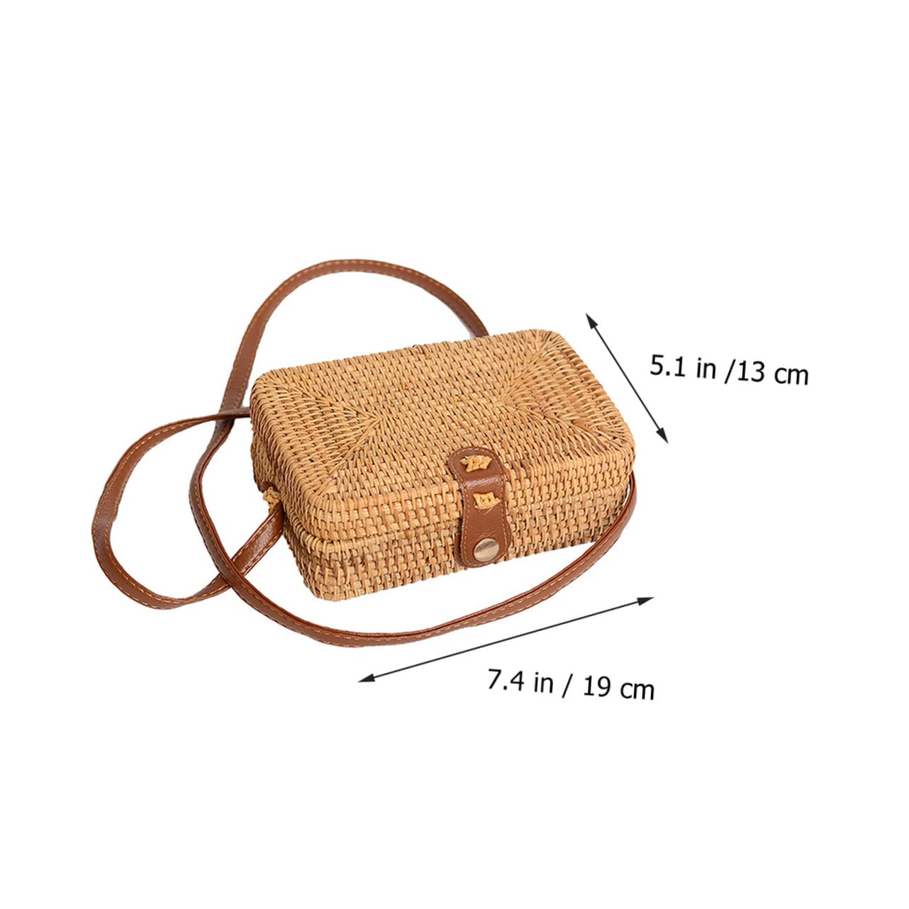 Housoutil 2piezas Bolso De Ratán Woven Para Mujer Bandolera Cuadrada Artesanal Correa Para Uso Diario y Ocasiones Especiales