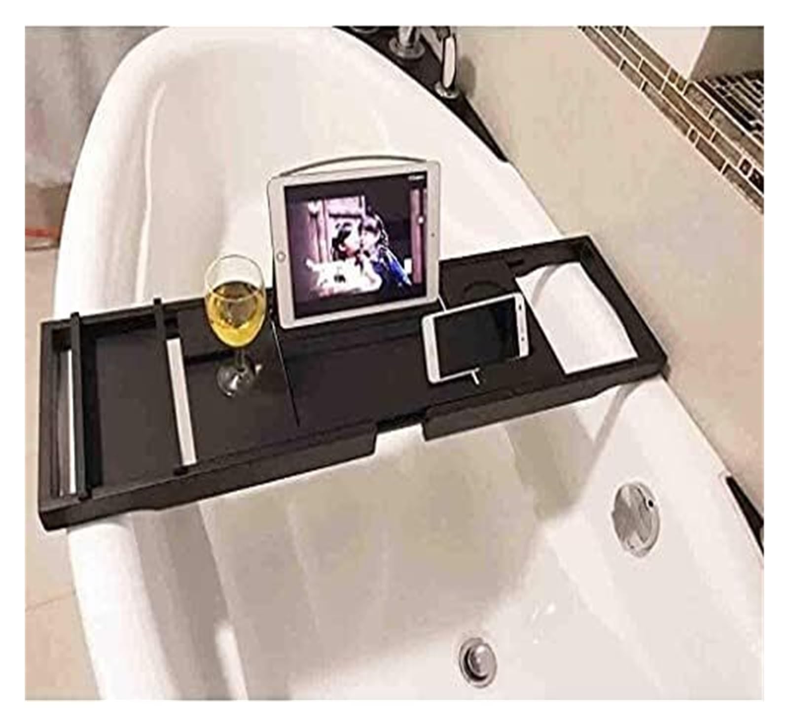 Tacka do wanny Caddy Tray, stojak, teleskopowa deska, wielofunkcyjny stolik, składana pokrywa, brodziki łazienkowe
