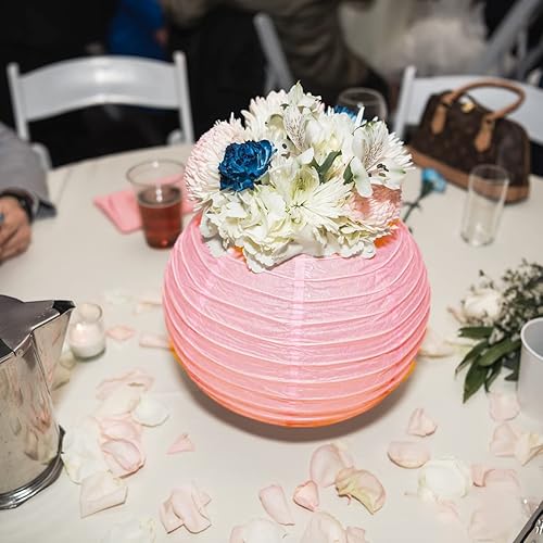 Miniatura 7 de Pink Paper Lanterns with Lights16pcs 6" 8" 10" 12" Hanging Decorative Chinese Paper Lantern with 300ft Fishing line for Wedding Baby Shower Birthday
