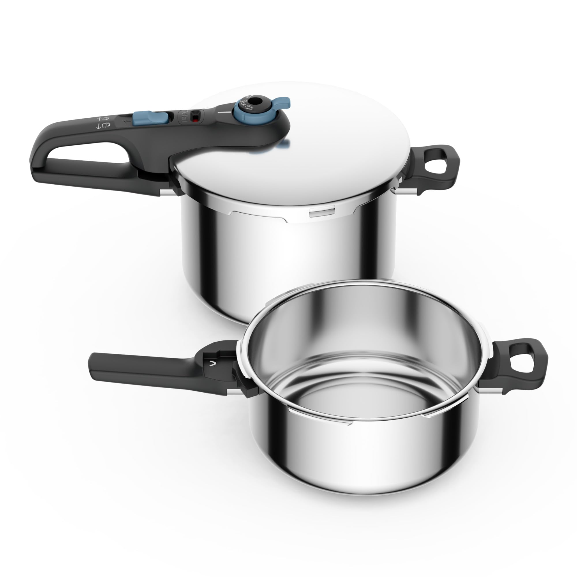 Tefal Secure Trendy Cocotte-​minute 2 cuves 4et 6L, Cuisson rapide, 2 programmes, Sûr, Compatible induction P2584301