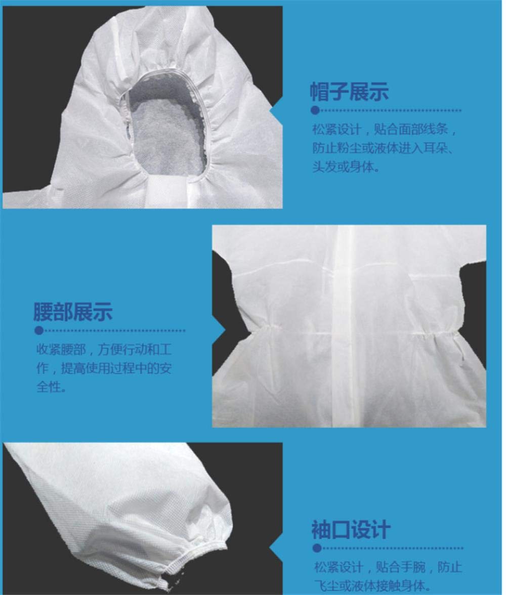ZGD Disposable protective suit chemical protection jumpsuit coveralls virus protective suit work clothes goggle glove hazmat suit,S