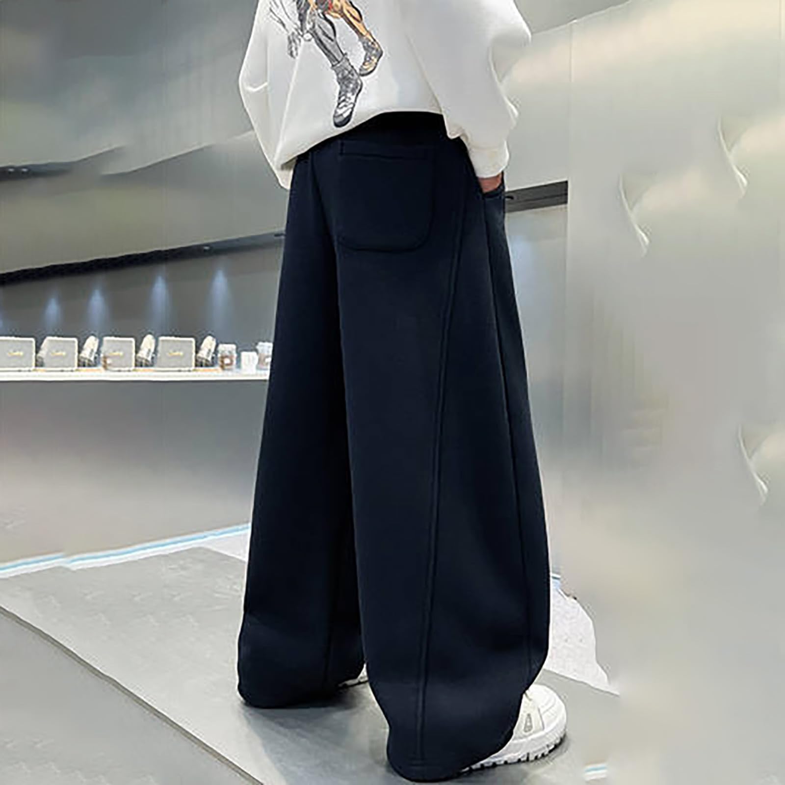 Pantaloni della tuta larghi a gamba aperta per ragazze e ragazzi, in pile atletico, comodi, a gamba larga, casual, con fondo aperto, gamba dritta, pantaloni larghi con tasche, vestibilità larga