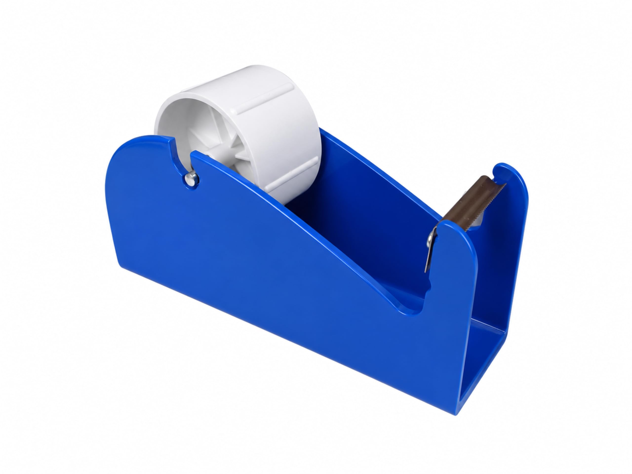 SKIR'CO Packbandabroller aus Metall, 50 mm breit, robuster Tisch-Klebebandabroller, solide Metallkonstruktion, rutschfeste Unterseite, blaue Farbe