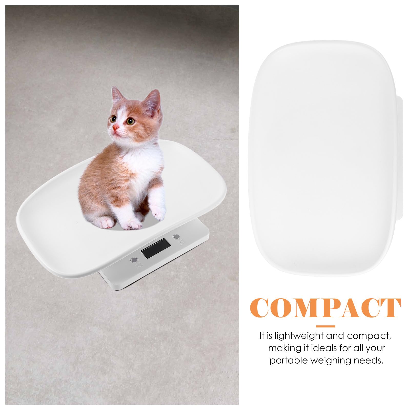 Ciieeo Bilancia Digitale per Cuccioli e Piccoli Animali Domestici, Bilancia Elettronica Portatile Vassoio in Plastica, Display LED Facile da Leggere, Multifunzionale per Peso Animali