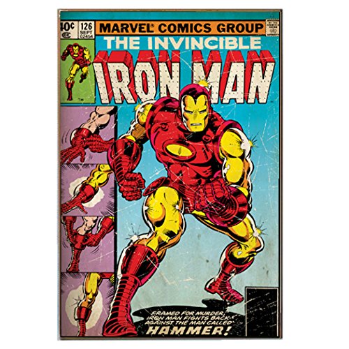 Silver Buffalo MC1536 Marvel Iron Man "Hammer" MDF Wood Wall Art, 13 x 19 inches