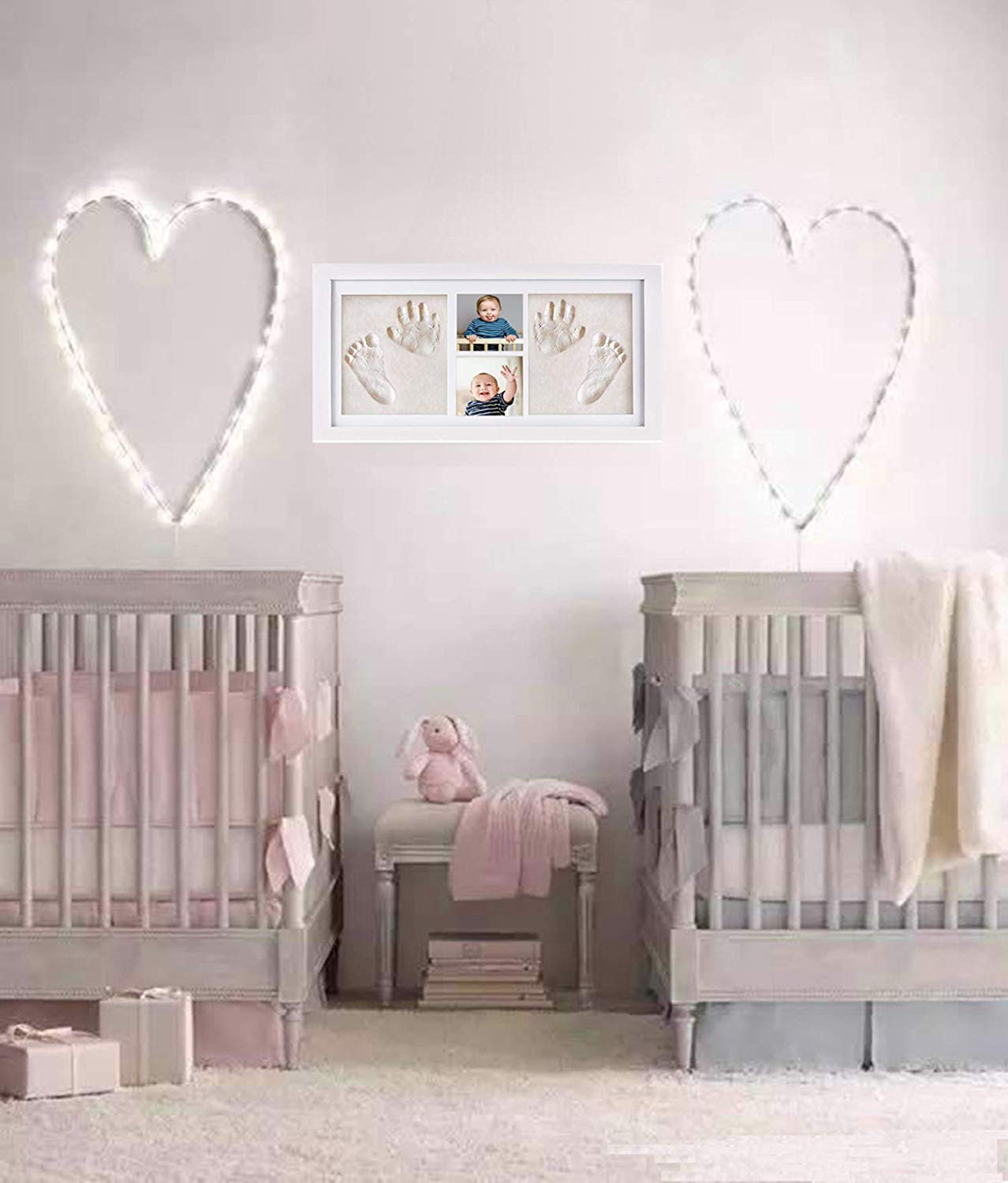 Cornice Impronta Mani e Piedi Neonati Argilla, Set di Cornice Impronte Neonato di Qualità con Calco Senza Crepe，Kit Impronte Neonato Perfetto per Neonato Ricordo Regalo