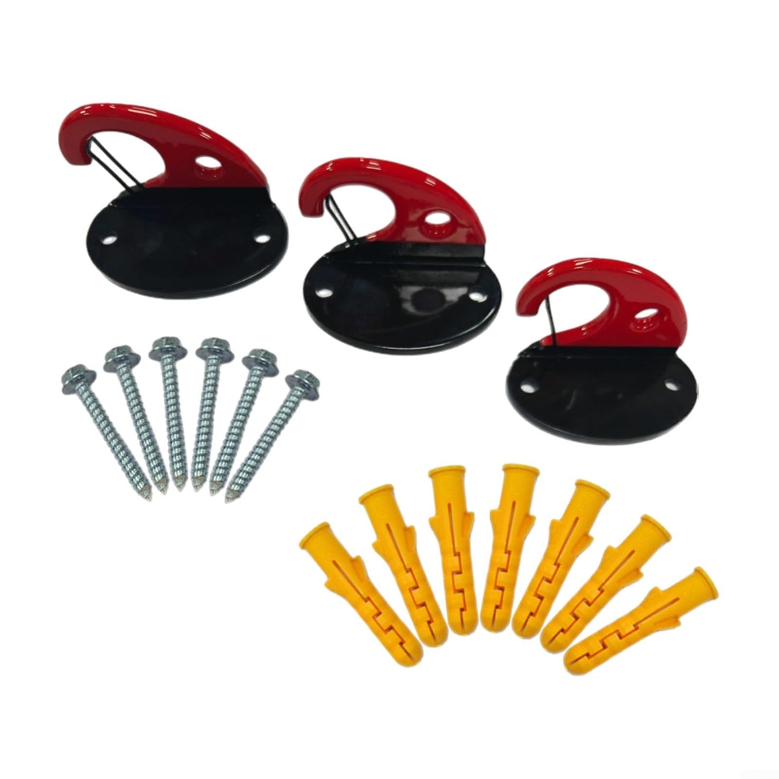 Lot de 3 ancrages muraux pour bande de résistance pour studio de yoga, crochets muraux en fer, limite de 362,9 kg, rouge et noir