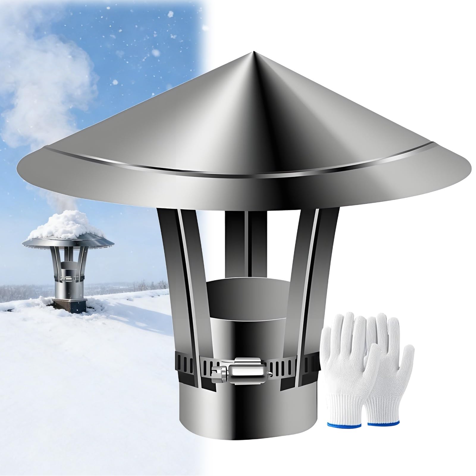 Comignolo Antivento Antipioggia Cappello Per Ventilazione Camino 50-200mm | Cappello Scarico Fumi Stufa, Per Camino Conico Cappa Terminale Canna Fumaria 220mm/8.8in