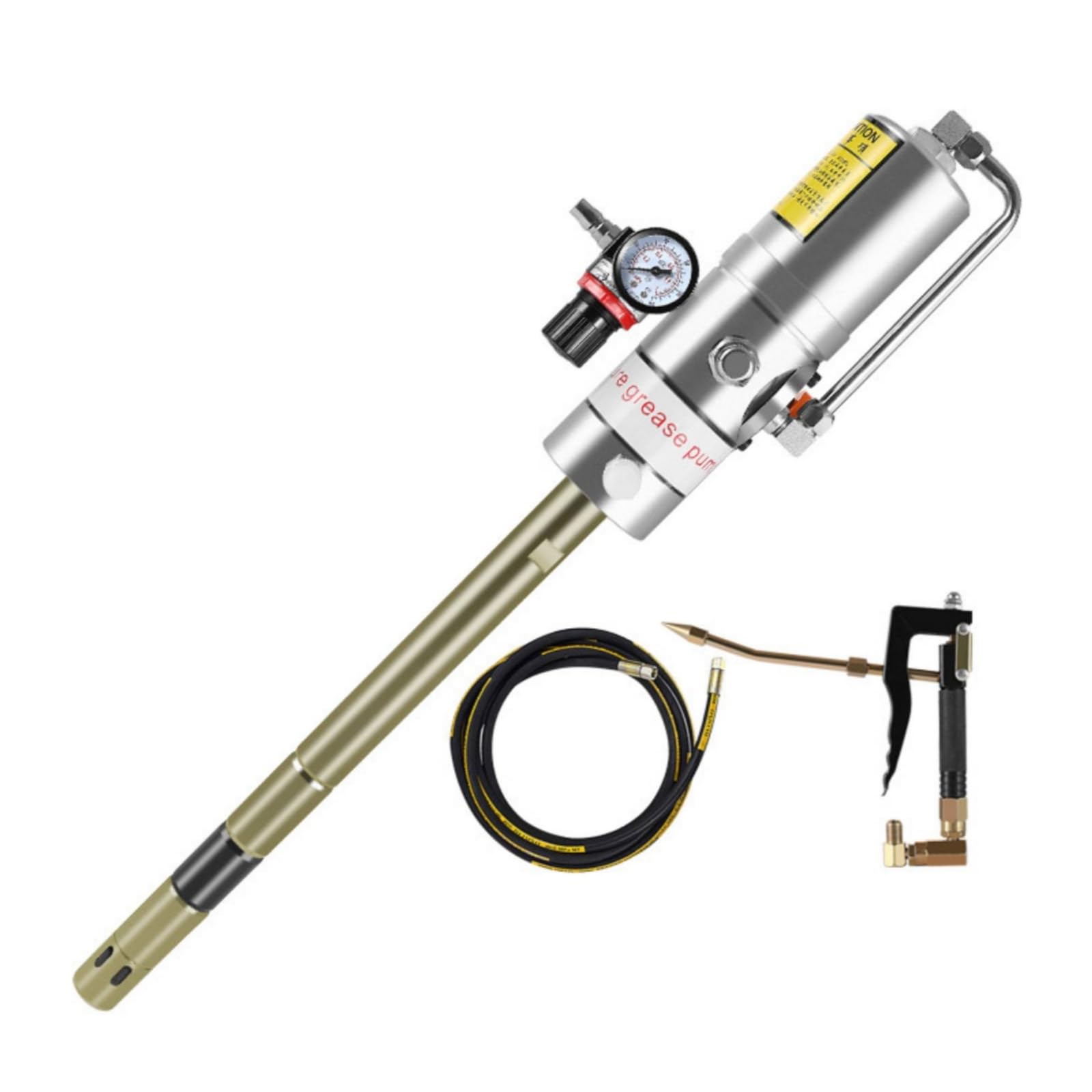 Bomba de Grasa Neumática Bomba de Aceite Equipo de Lubricación Pistola de Engrase Dispensador Construcción Robusta con Manómetro Visible y Ajuste de, T09, Style to 8
