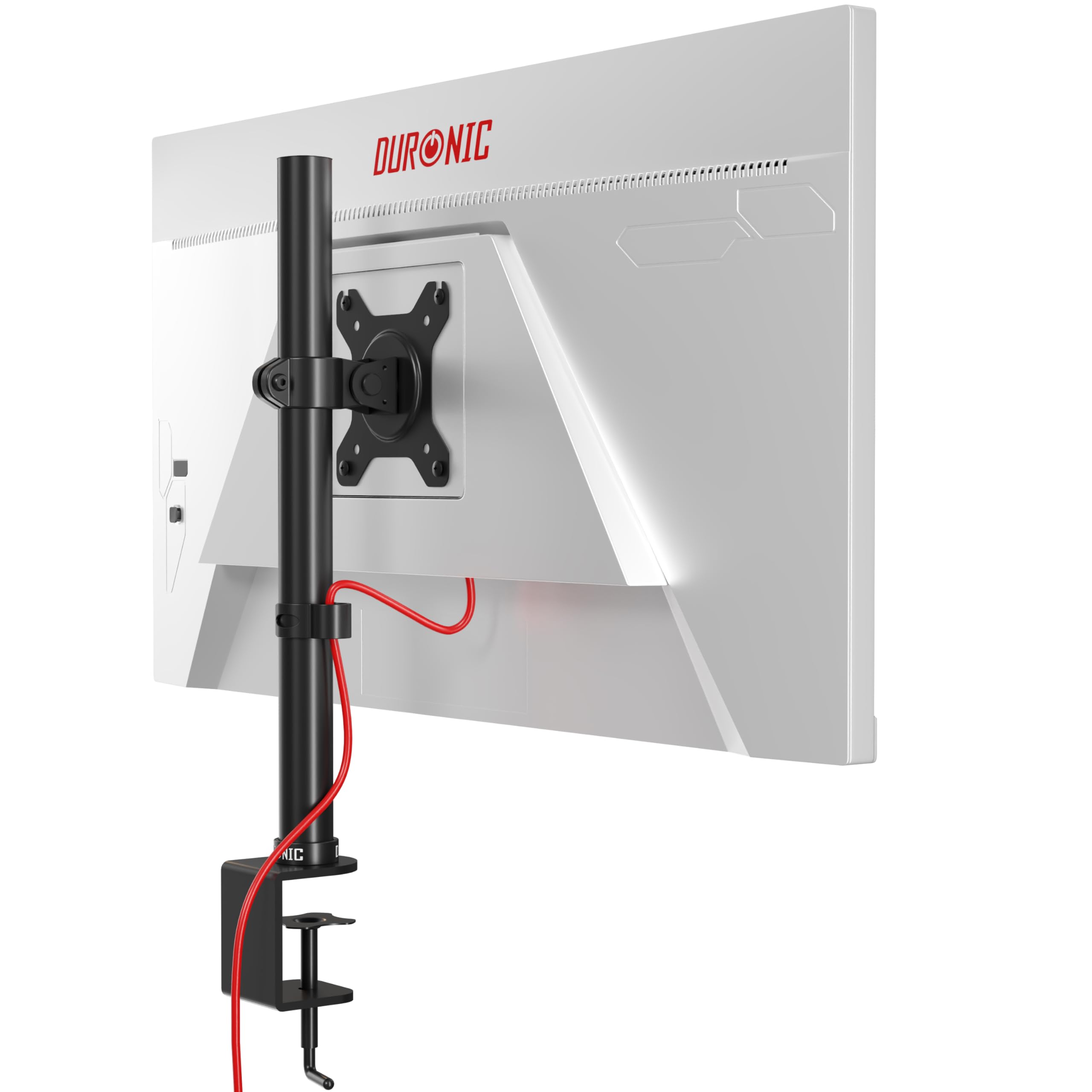 Duronic Braccio singolo per monitor DM151X1 Supporto per monitor regolabile in altezza Morsetto Riser per schermi PC da 13"-32" Supporti da scrivania con supporto VESA per monitor con capacità di 8 kg