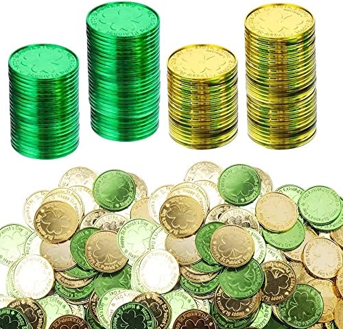 Opiniones y reviews de San plastico - los más vendidos. 38 220 monedas de la suerte doradas del día de San Patricio con 3 patrones de trébol de hojas, monedas de duende de trébol de plástico para decoración de fiesta del día de San...