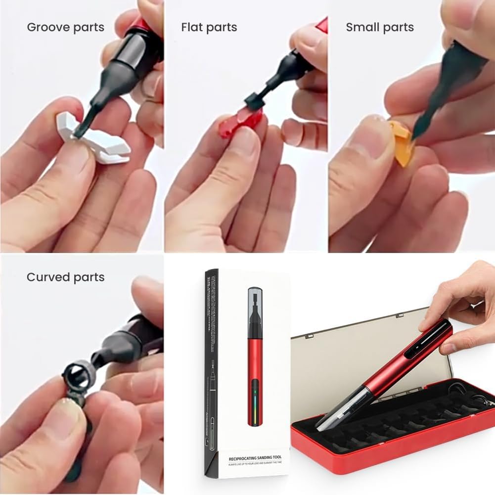momend Levigatrice, Mini Levigatrice, Penna Abrasiva Elettrica con Ricarica USB con Testa di Levigatura da 8 Pezzi e Carta Vetrata Autoadesiva Durevole Facile da Installare Facile da Usare