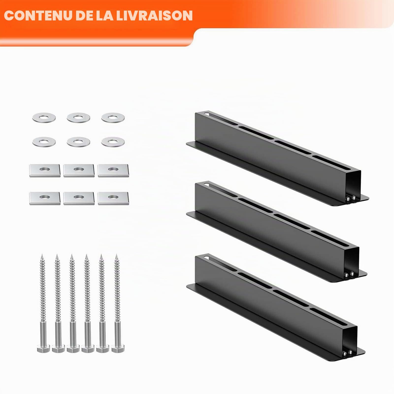 Lot de 3 Supports de Rangement pour Bacs de Plafond, Rails de Plafond pour Garage