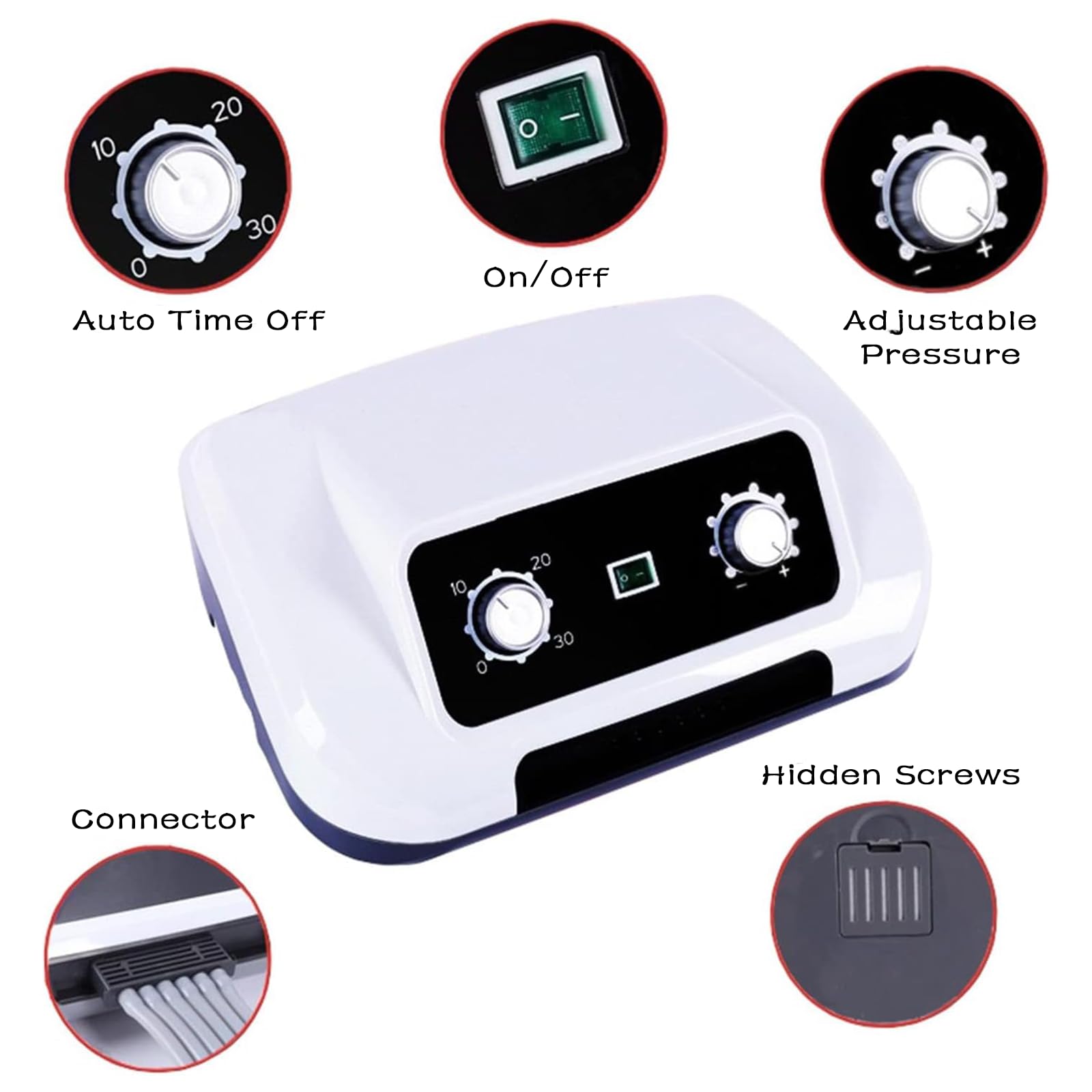 Masajeador de brazo portátil Widppsopt de 4 cámaras con compresión de aire para uso doméstico. Sistema de presoterapia eléctrica. Terapia de un solo brazo para oficinistas. Drenaje linfático