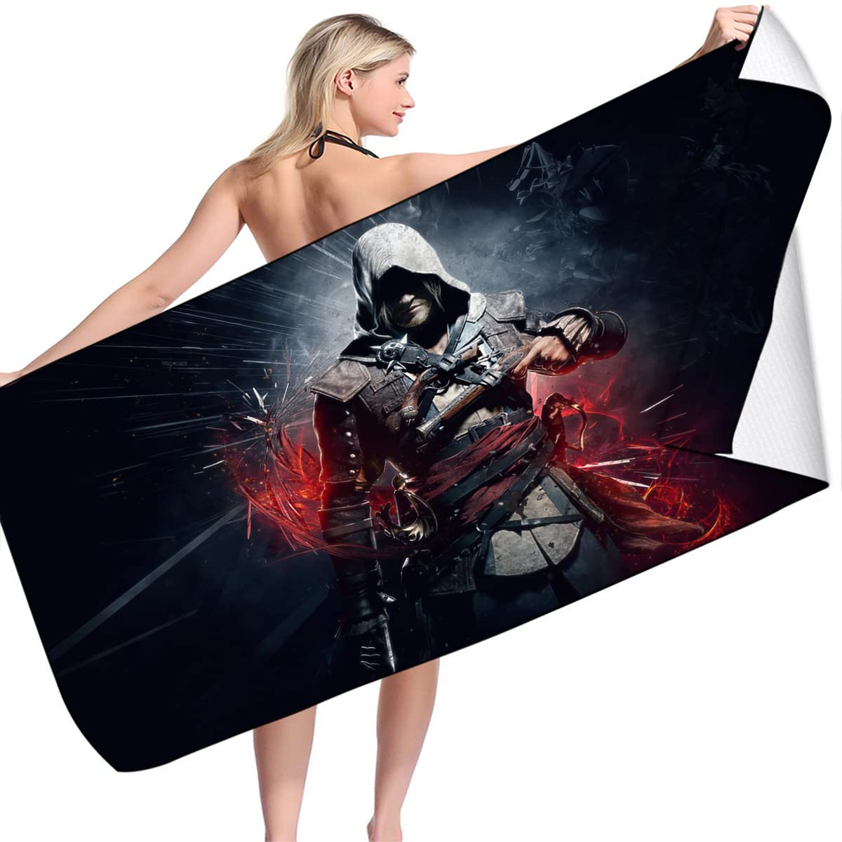 LRUD Beach Towel Children's Boys Large Sins Creed Valhalla Bath Towel Beach Towel for Swimming Girls Boys Beach Towels Microfibre Towel (A01.70 x 140 cm)