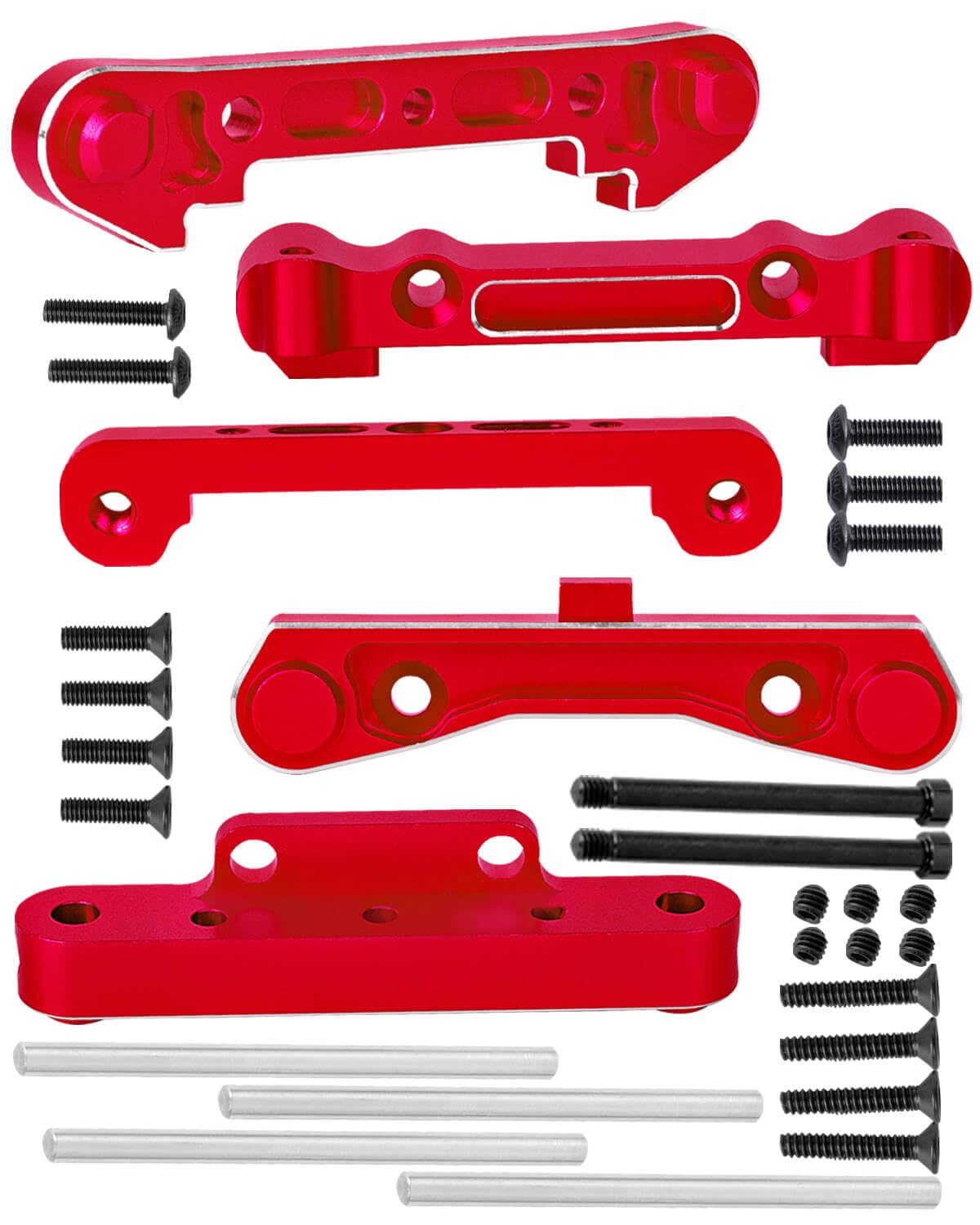 hopsupRC Alloy Arm Suspension Mount Upgrades Part for 1/8 Typhon&Kraton&Outcast&Notorious 6s BLX,1/7 Felony&Mojave 6s BLX,Front Rear Arm&Rear Upper Arm Suspension Mount Hops up,Red