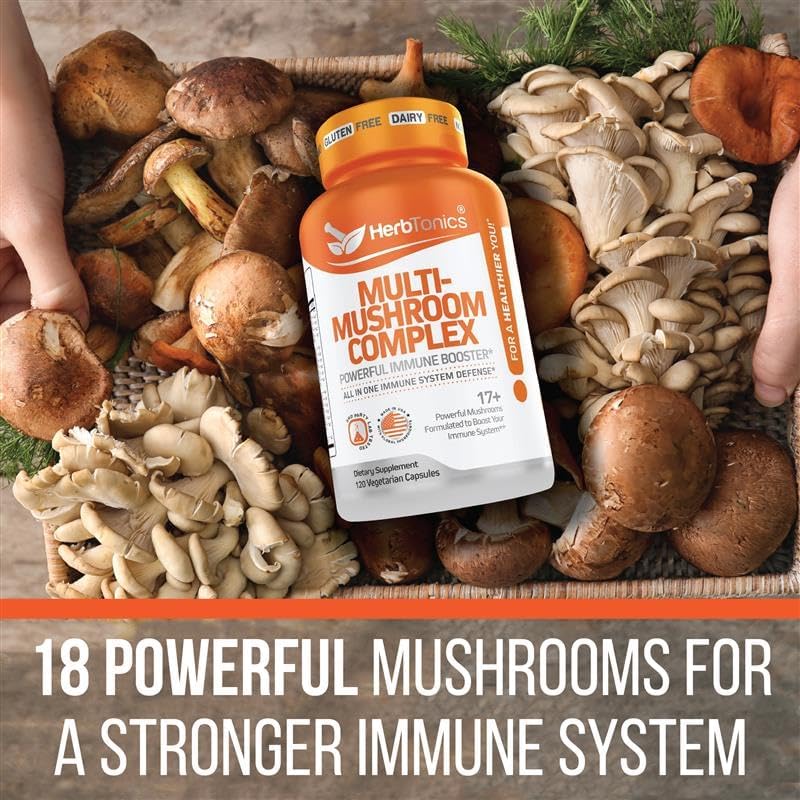 Miniatura 2 de Herbtonics Suplemento de hongos todo en uno para apoyo del sistema inmunológico  Suplemento de apoyo cerebral nootrópico con melena de león,