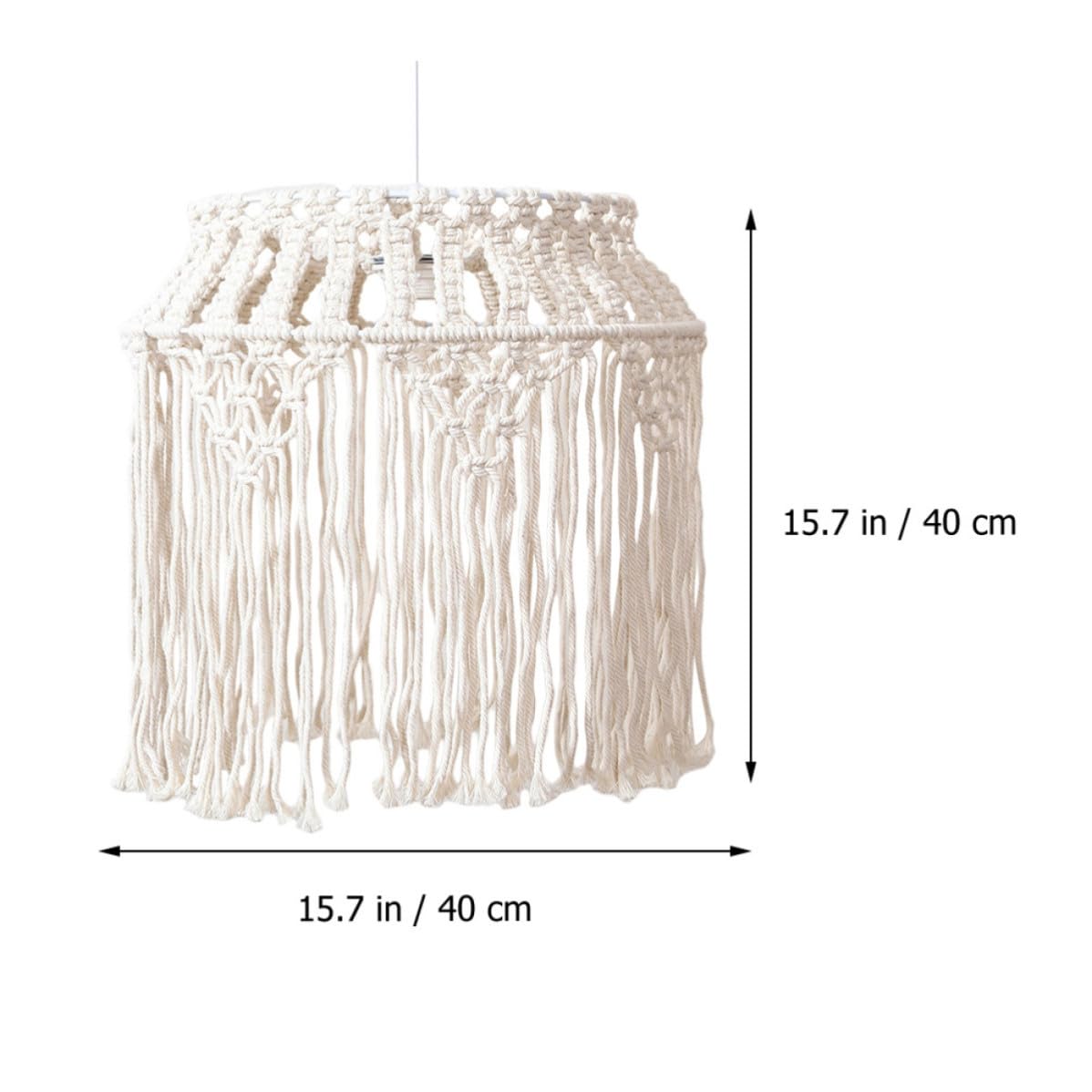 Paralume a Sospensione Boho in Corda di Cotone Beige Intrecciata | Macramè Tessuto, Diffonde Luce Morbida, Facile da Rimuovere, per Salotto e Camera