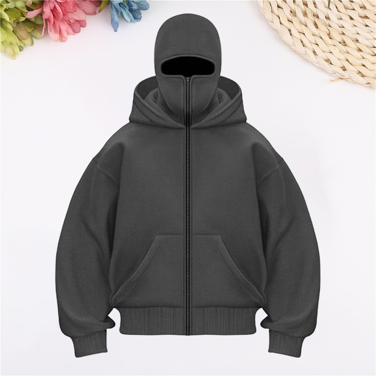 Kominiarka bluza z kapturem zapinana na zamek dla mężczyzn na co dzień wiatroodporna na zamek błyskawiczny bluza z kapturem ninja bluza z długim rękawem bluza z kapturem odzież wierzchnia z