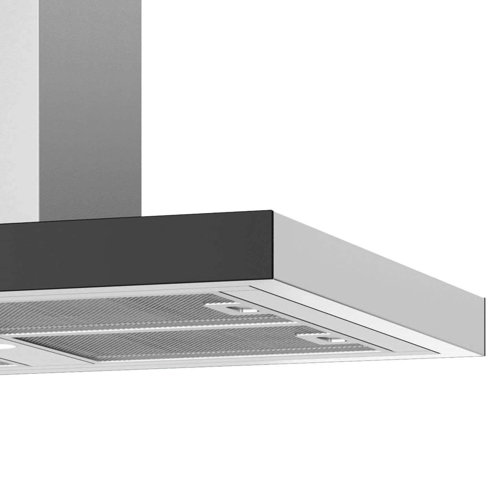 Oranier Inselhaube 90 cm Edelstahl ISOLA90E1 Dunstabzugshaube mit Glasfront 4 Leistungsstufen LightUp-Display