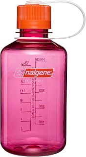 Nalgene 16 oz Narrow Mouth Water Bottle | Slim Cup Holder Size, BPA-Free, Durable Leak Proof Travel Bottle – Thrill & Motion, Fuschia Purple w/Flame