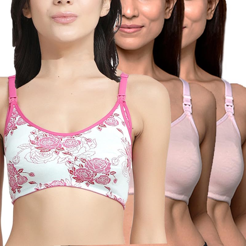 Image of Inner Sense Organic Cotton Bamboo Nursing Bra for Women I Non Padded Feeding Bra with Keyhole Back Design I Wire Free Maternity Innerwear with Full Coverage