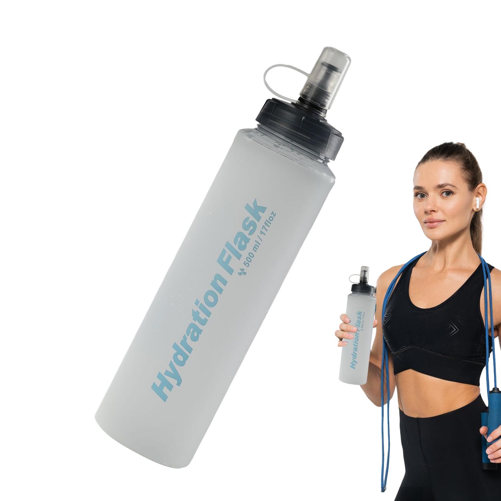 Folding Water Bottle - Portable Water Bottles With Lid | Silicone Foldable Sports Water Bottle | Gym Supply Water Bottle | Lightweight Drinking Bottle | Sports Foldable Drinking Bottle For Travel, Jo