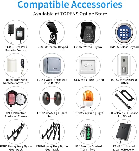 Miniatura 7 de TOPENS RK700T - Abridor automático de puertas correderas con motor eléctrico para puertas correderas pesadas de hasta 1600 libras, operador de