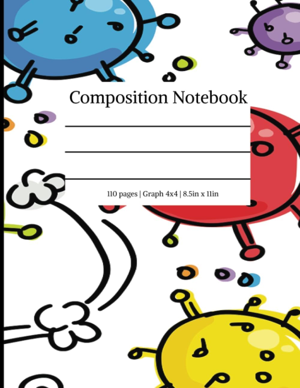 Composition Graph Notebook: Virus - 4x4 grid paper, great for Math and Science Students