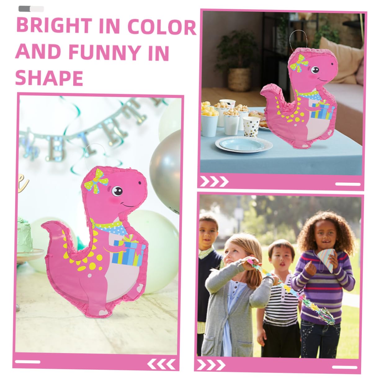 Cabilock Juguetes de Piñata Piñata de Dinosaurio de Papel Colgante para Cumpleaños con Varilla de Borla para Fiesta