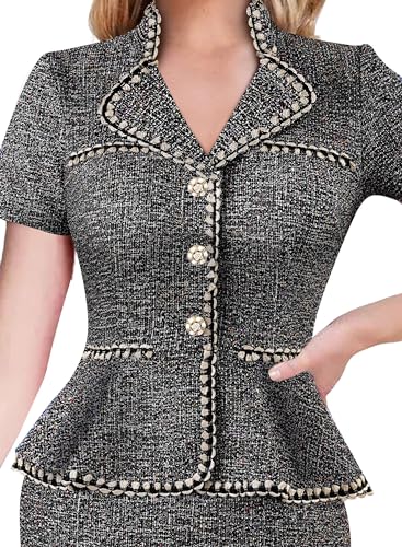 VFSHOW Womens V Neck Buttons Peplum Business Work Office Lapel Collared Vintage Cocktail Church Pencil Sheath Dress3