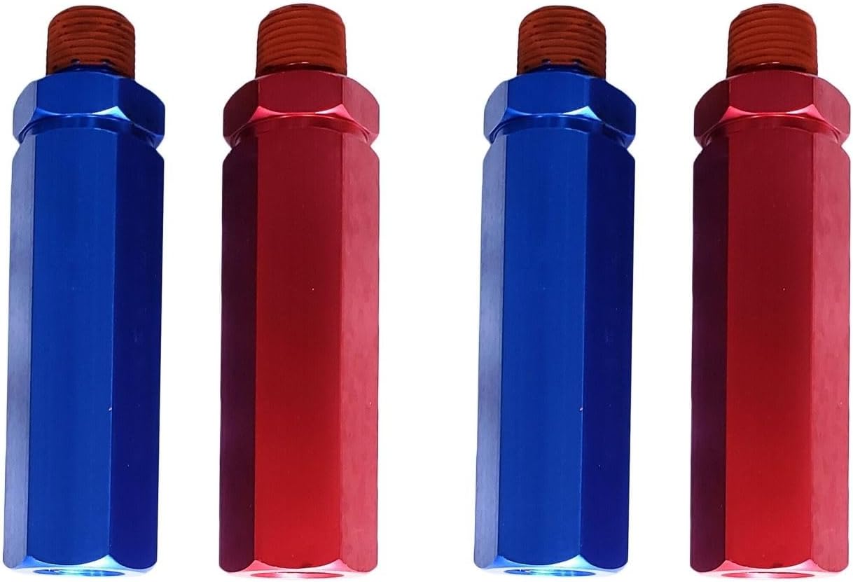 Torque Aluminum Gladhand Handles Grip Set (2 Blue & 2 Red) – Universal Heavy-Duty Glad Hand Extension (Replaces Tectran 12600, Velvac 035178, Sloan 441788, GA1) | 1/2" NPTF | Anti-Slip Knurled