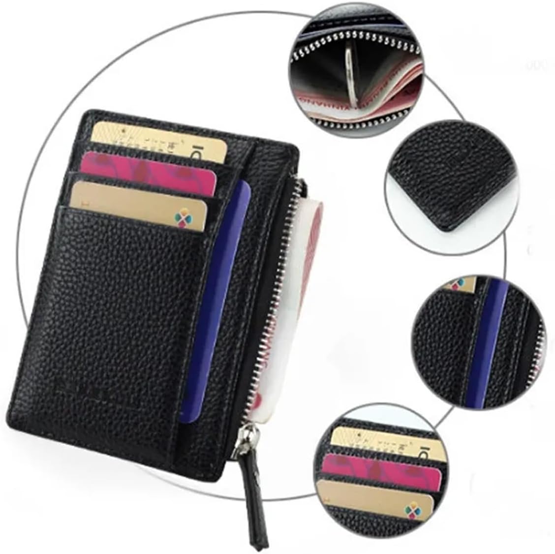 グレインレザー製カードスロット付きEnvelopeスモール ウォレット 紫 - Chloé スモールメンズ財布 レディース ジッパーコインポケット  超薄型財布 ミニレザーカードホルダー 8カードスロット財布 6色財布, 1色