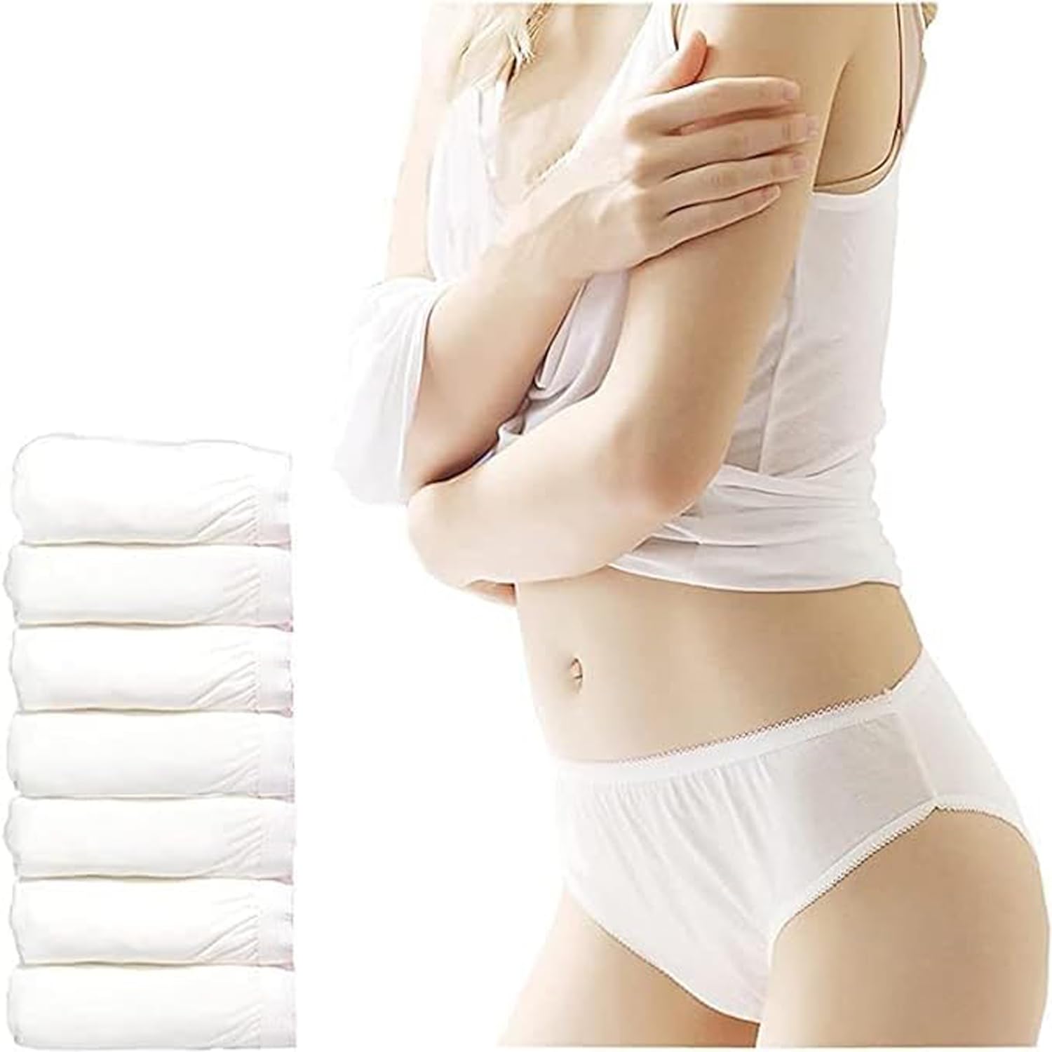 cyeanburg Panties for Women Disposable Plus Size Panties for Women, Use and Throw Disposable Panties Ideal for Travelling, Camping, Old Age, Hospital, Spa, Body Massage (100 Pices White)-picture-52