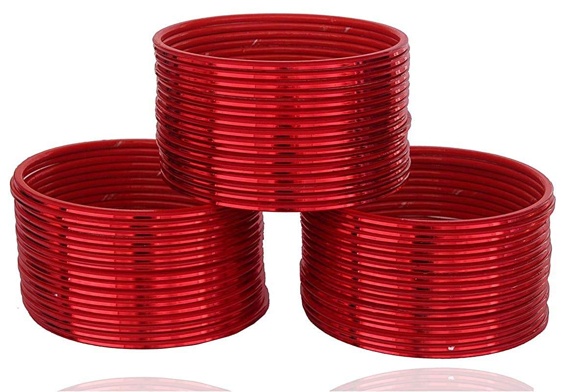 Oneness Plane Glossy Metal Bangles Set for Women and Girls - (Pack of 48 Bangles) _Available in Many Colours-image-25