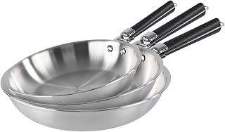 Kamberg - Coffret 3 poêles 20/24 / 28 cm - 3 manches amovibles - Acier inoxydable 18/10 Triply - Tous feux dont induction et four, Gris