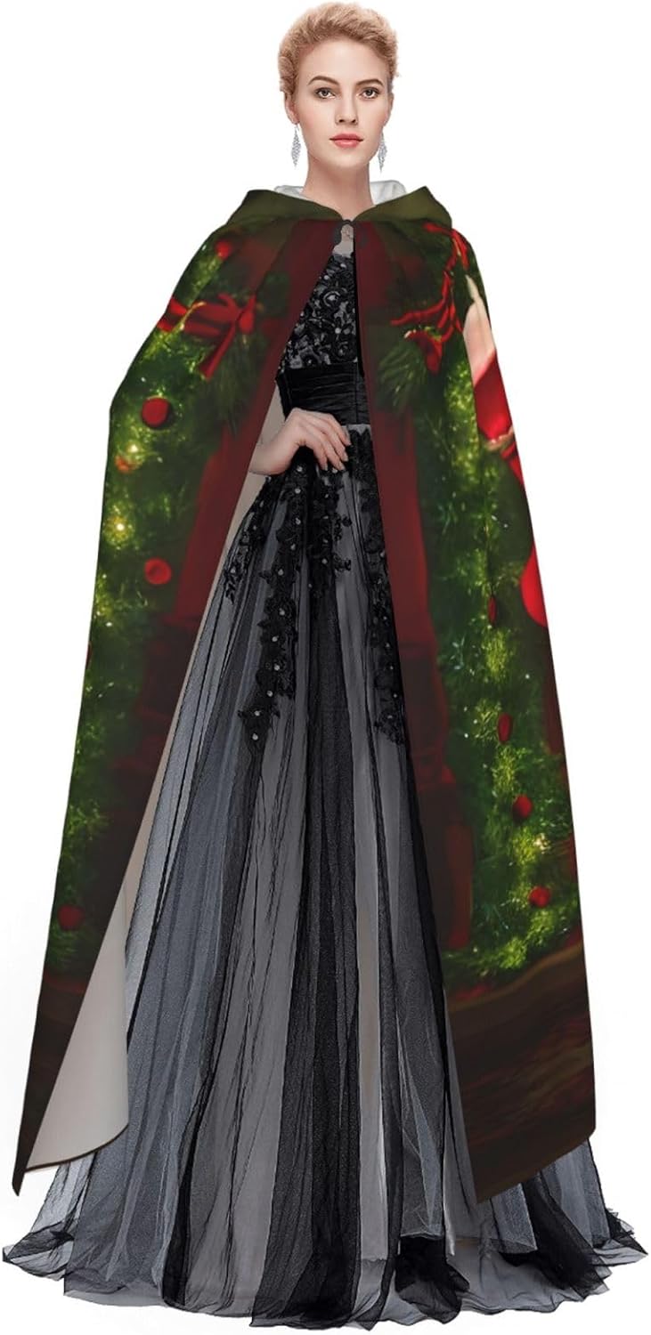SSIMOO Merry Christmas Eye-Catching Cosplay Costume Cape for Women - Unisex Vampire Cloak for Halloween.