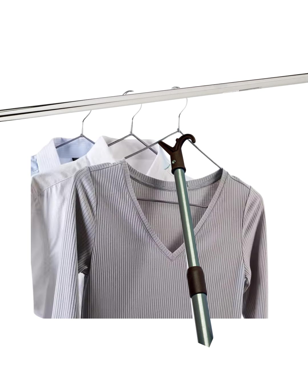 Bastone appendiabiti telescopico - grigio - Bastone Prendiabiti estensibile da 75 a 130 cm