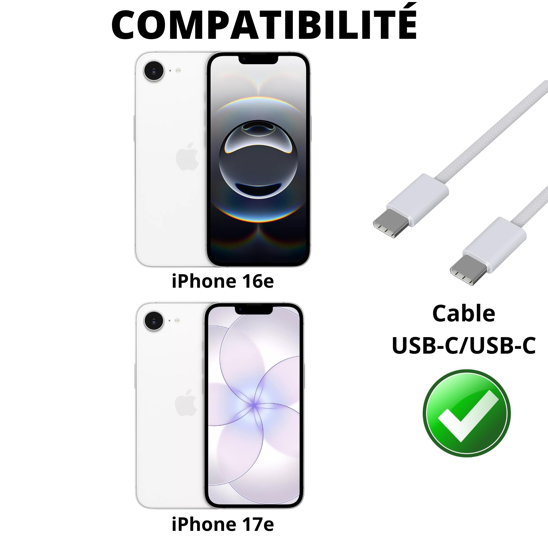 PHONILLICO Cavo USB-C USB-C per iPhone 16/16 PLUS/16 PRO/16 PRO MAX/15/15 PLUS/15 PRO/15 PRO MAX - Cavo in nylon intrecciato 1 metro