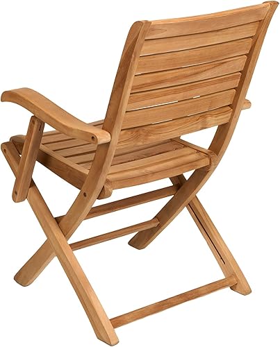 Miniatura 7 de TeakCraft Silla plegable de teca con brazo  Silla de un solo brazo  Totalmente montada  Madera maciza al aire libre, interior  Comedor de madera,