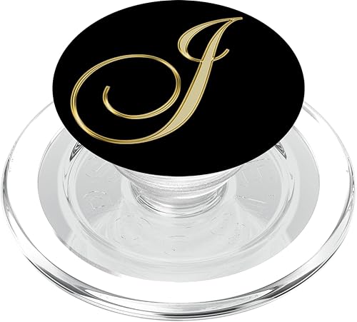 Miniatura 7 de Monogram Initial Letter J - Soporte y agarre para teléfonos y tabletas, color negro y dorado, Negro