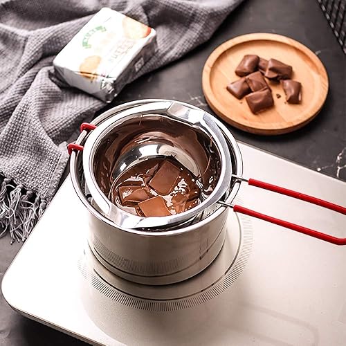 Miniatura 5 de Paquete de 2 ollas de acero inoxidable con doble caldera de chocolate, olla para derretir jabón, velas, caramelos, caramelos, velas, cera, a prueba