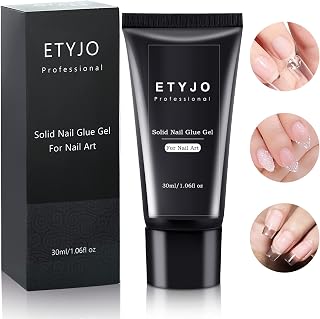 ETYJO 30ML Solid Nail Glue Gel- Solid Nail Gel for Soft Gel Tips Acrylic Nail Tips and Press on Nails, Curing Need UV/LED Lamp, Easy Home DIY Nail Art Manicure Solid Gel