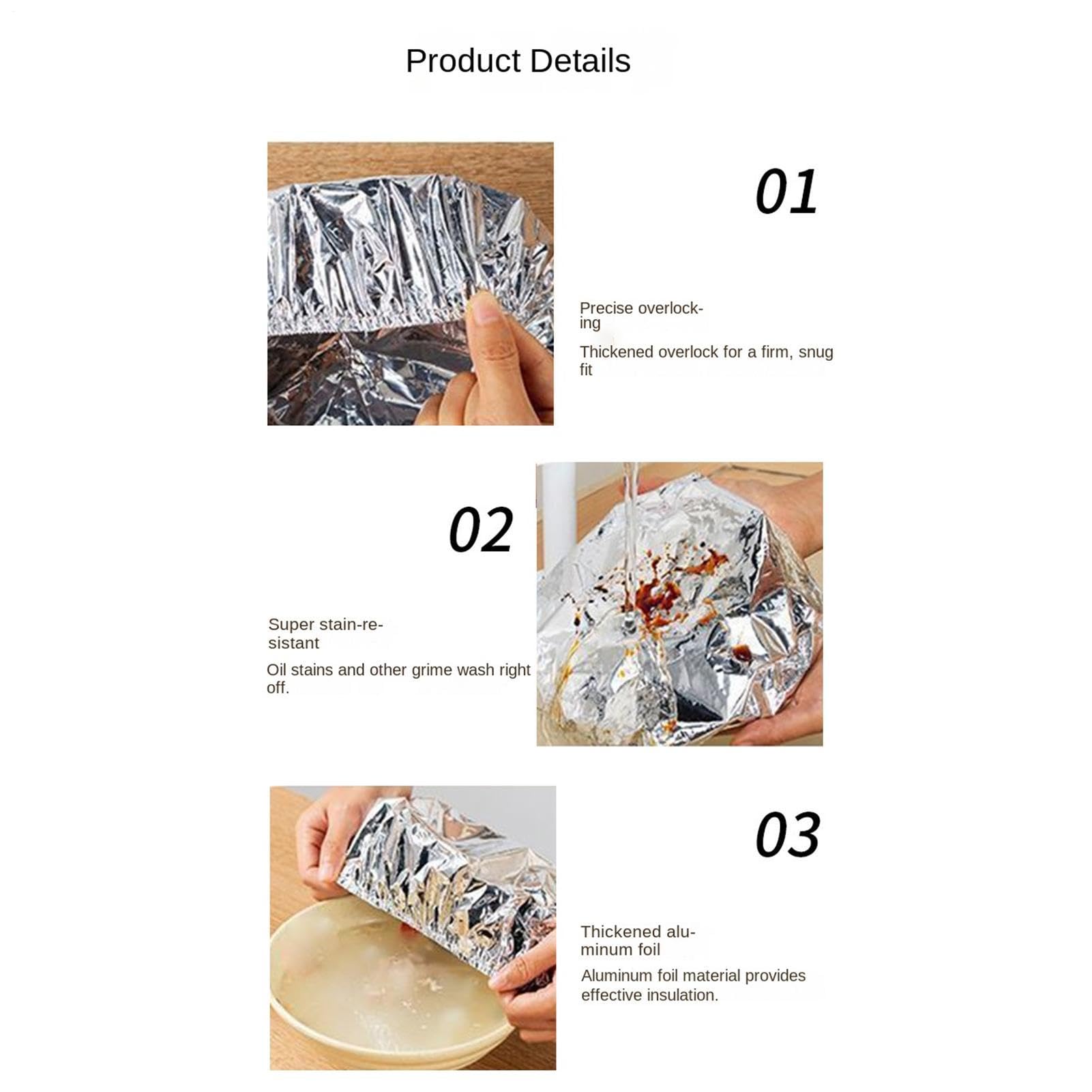 Générique Deckel aus Aluminiumfolie – waschbar und faltbar | Deckel für Lebensmittel aus Aluminium, für Restaurant, Camping, Hotel, Schlafsaal, Wohnung, Haus, Küche, Picknick, Badezimmer