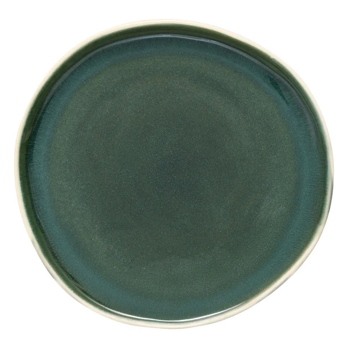 Secret de Gourmet - Lot de 6 Assiettes Plates en Faïence Wonja 27cm Vert