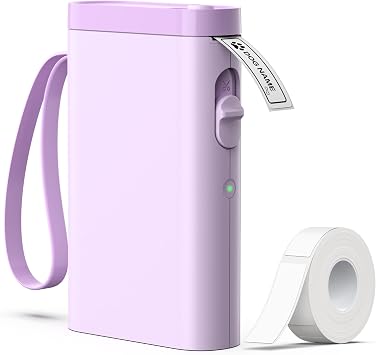 P21 Label Maker Machine with Tape, Bluetooth Label Printer Thermal Mini Label Makers with Built-in Cutter and Multiple Templates, Portable Printers for School, Office, Home Use-Purple