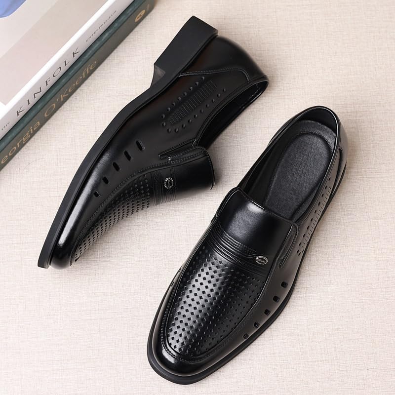 Men's Casual Dress Shoes Waterproof Business Formal Derby Shoes Genuine Leather Platform Slip-on Oxfords3