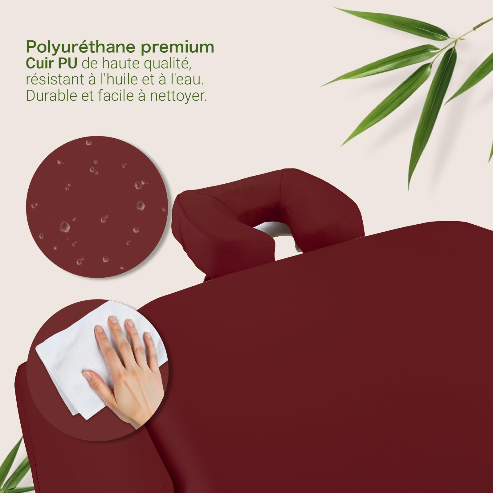 MASSUNDA All INKL Chaise de Massage Pliante et réglable en Hauteur – Table de Massage Mobile en Bois Massif avec Housse en éponge, accoudoirs et dossiers, appuie-tête Ergonomique (Bordeaux)
